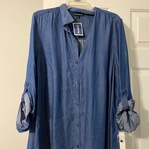 I’m not sure what brand, but it’s a long Jean shirt
